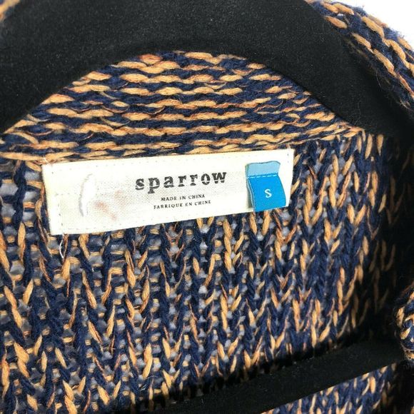 Anthropologie Sparrow Marled Peat Cardigan Linen Wool Open Front Sweater Small - Picture 3 of 8